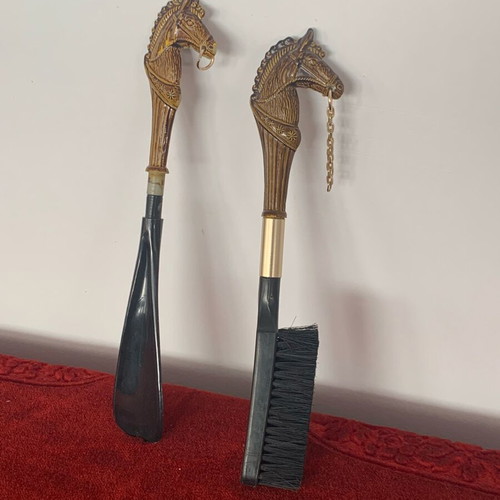 Brush and Shoe Horn Used, Antique from Belgium
