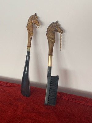 Brush and Shoe Horn Used, Antique from Belgium