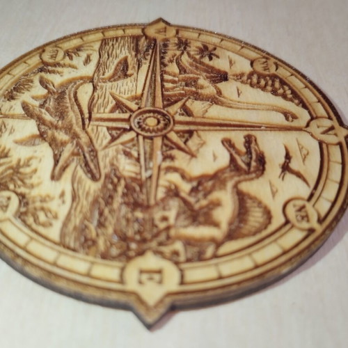 Wooden coaster with dinosaur landscape, custom made