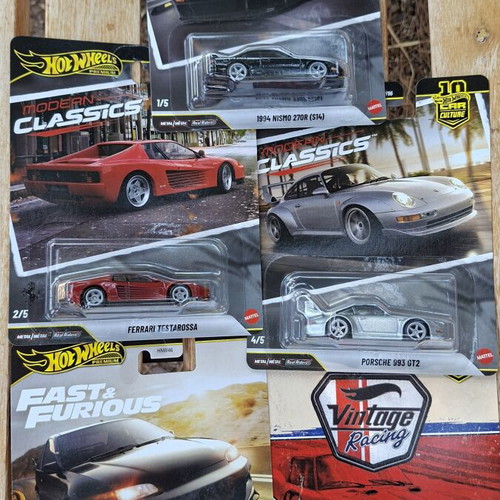 Hot Wheels Premium Collection 5x Ferrari, Porsche, Nismo, Honda