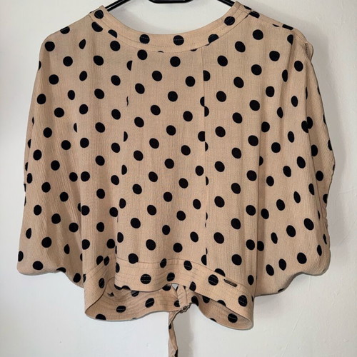 Toi&Moi beige polka dot crop top like new with open back and tie