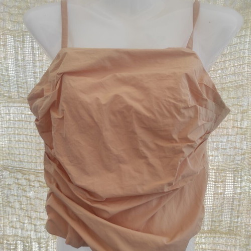 ESTI women's set, pale peach with decorative buttons and gathers, 3 pieces