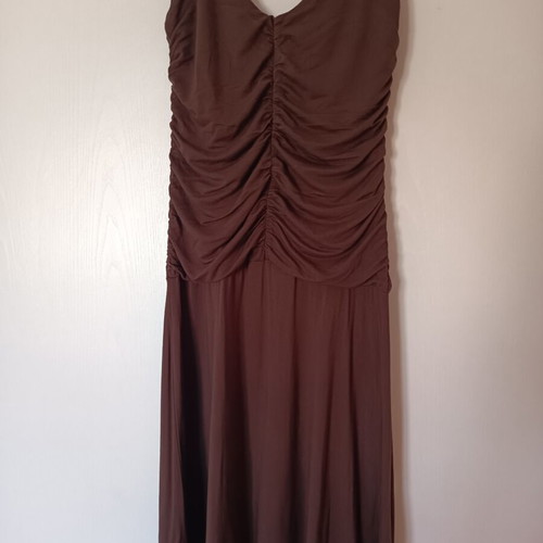 Brown sleeveless dress size 3 with draped neckline