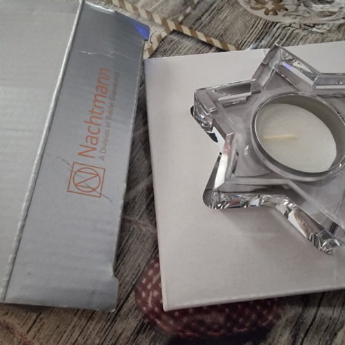Nachtmann Crystal star-shaped tealight candle holder new with box