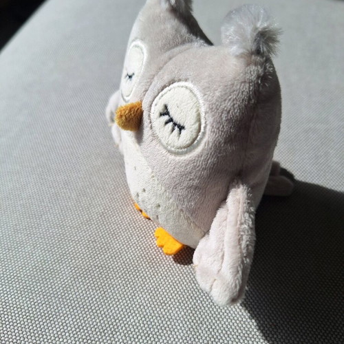 Small owl plush with rattle used