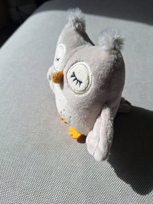 Small owl plush with rattle used