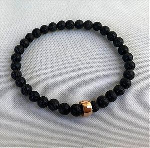 Oxette μαύρο βραχιόλι στυλ κομποσκοίνι Unisex worry beads bracelet with semi precious stones