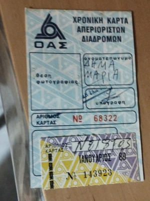 Χρονική κάρτα απεριορίστων διαδρομών ΟΑΣ 1989 καινούργια με κουπόνι Ιανουάριος