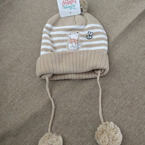 Pooh Disney baby hat with pom pom new