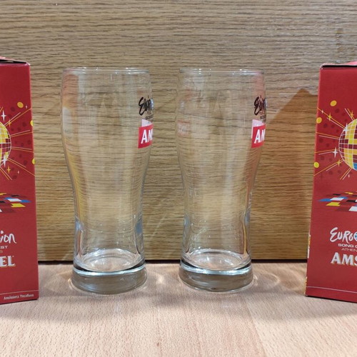 Amstel Eurovision Song Contest Athens 2006 glass set of two new