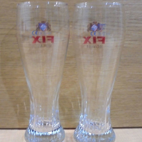 Fix Hellas Royale beer set of 2 used promotional glasses 300ml
