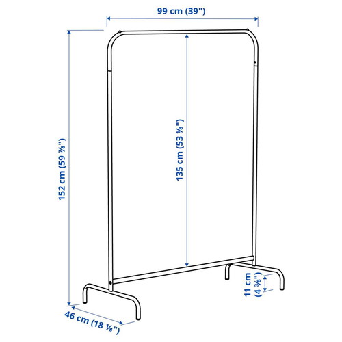 IKEA MULIG white metal clothes rack, set of 2