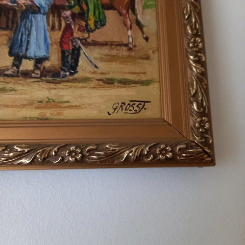 Authentic Hungarian painting with gilded frame by Gross J.