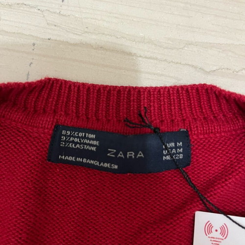 Knitted blouse with V-neck Zara new, red, size M