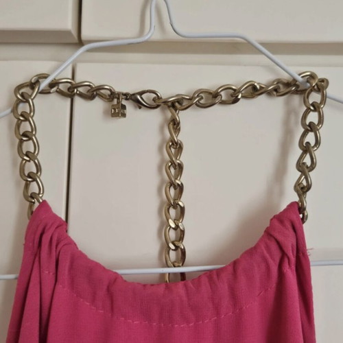 Zini Boutique pleated backless jumpsuit with gold chain, size L