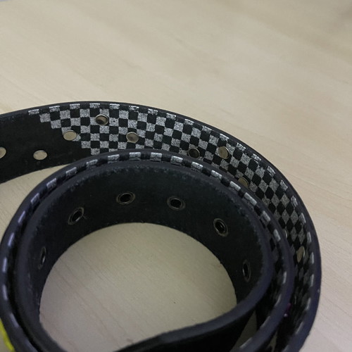 Leather belt new, black with colorful decorative details