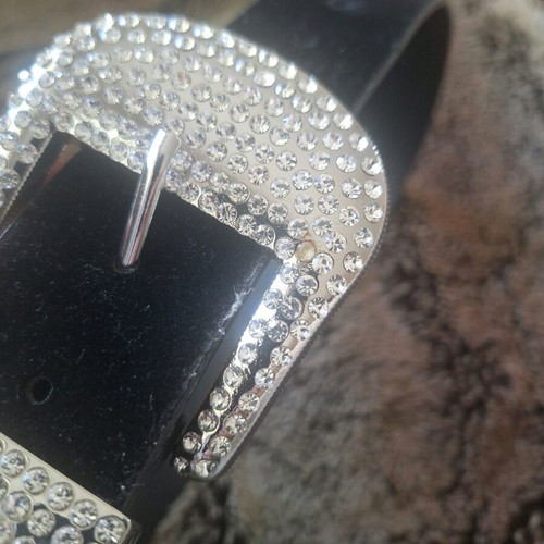 Velvet Zara belt with rhinestone buckle, like new, black size 90