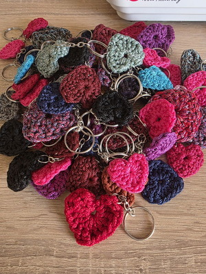 Crochet Heart Keychain new, 1 piece