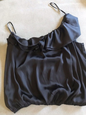 Raxevsky Black Satin Strapless Top like new, size L