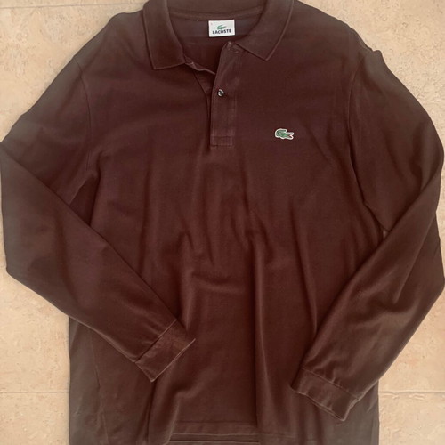 Lacoste long-sleeve polo shirt like new, brown, size L