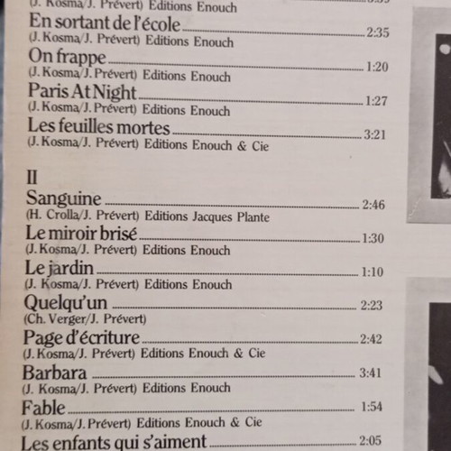 Yves Montand chante Prévert vinyl used