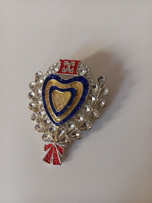 Escada Heart Brooch used with monogram and crystal wreath