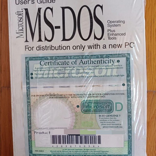 Microsoft MS-DOS User's Guide with 2 Disks like new, with Certificate of Authenticity