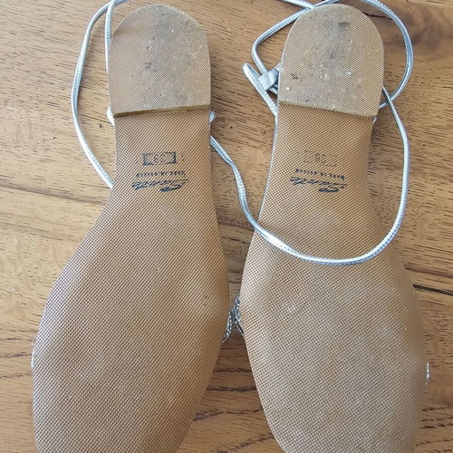 Sante women's flat sandals with strass silver eco leather like new