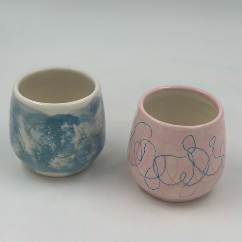Handmade ceramic cups set of 2 by Eleftheria Sifnaiou new