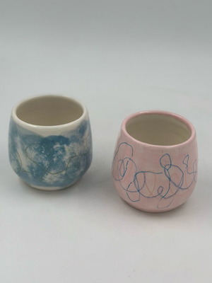 Handmade ceramic cups set of 2 by Eleftheria Sifnaiou new