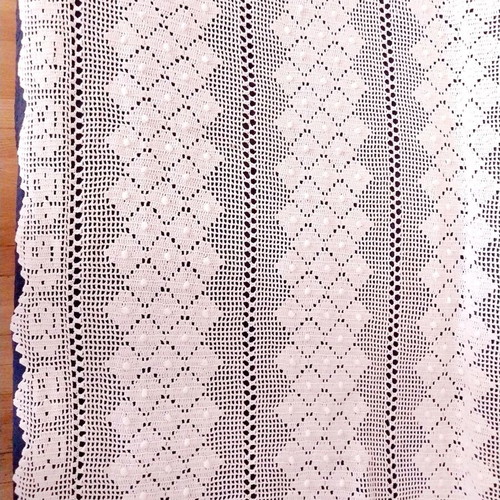 Vintage crochet blanket king size white cotton like new