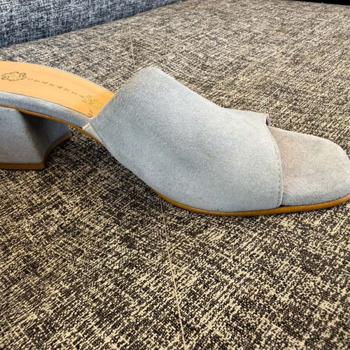 Stefania suede women's mules, size 37, turquoise