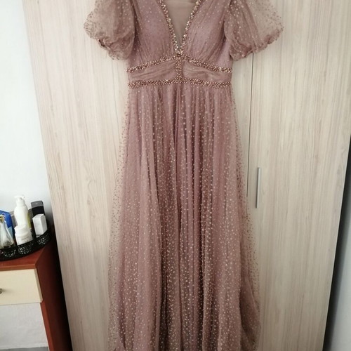 Jaluzzz Abiye long luxury formal pink evening dress size L