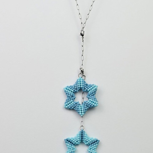 Necklace Two Stars in Blue made to order