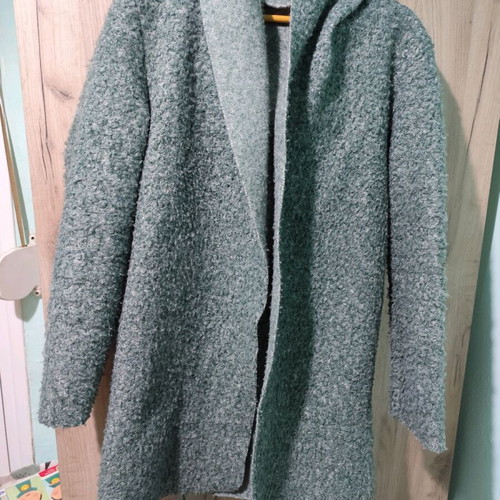 Bouclé coat used turquoise XXL