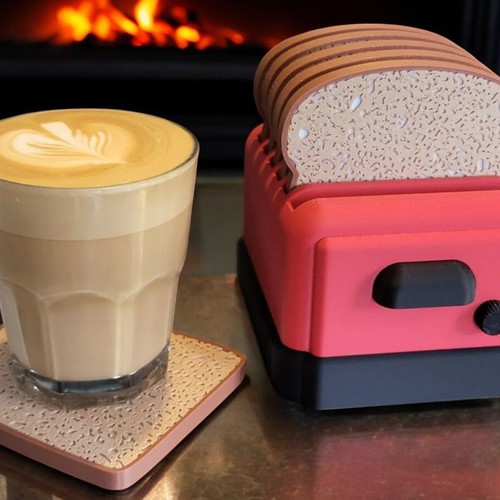 Bread Slice Coasters new, 3D printed creative kitchen accessory