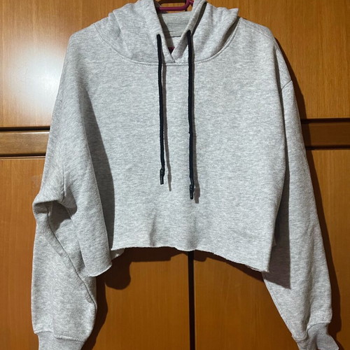 Cropped hoodie gray like new, oversized with hood