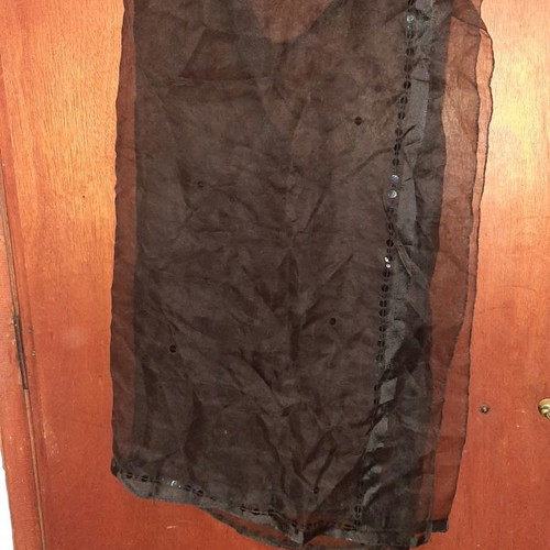 Scarf transparent black with rhinestones used
