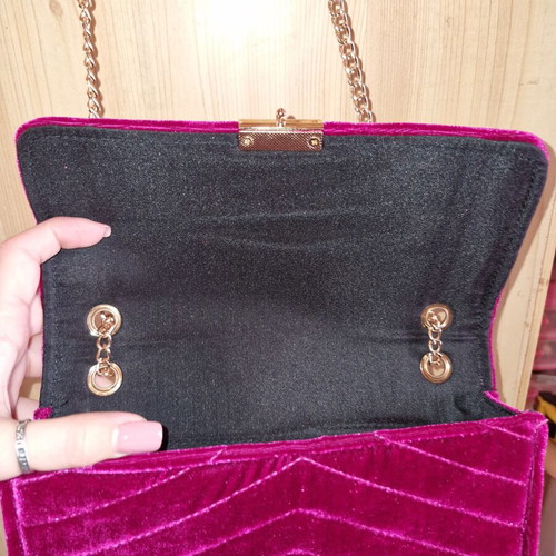 Velvet shoulder bag new, fuchsia color