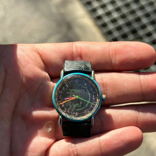 Vintage Fiorucci Time Quartz watch 90s neon black for repair