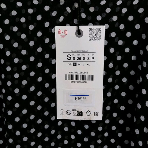 Zara blouse semi-transparent new, black, size S