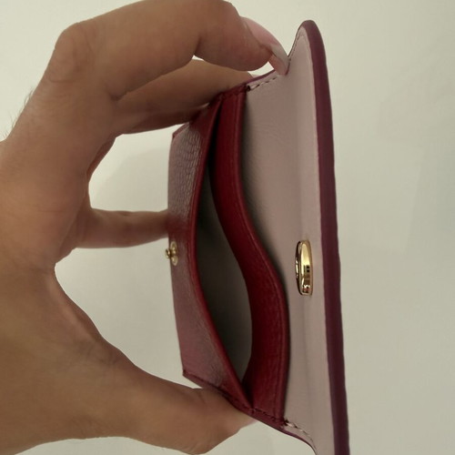 Coccinelle Metallic Soft Leather Card Holder, rich crimson red
