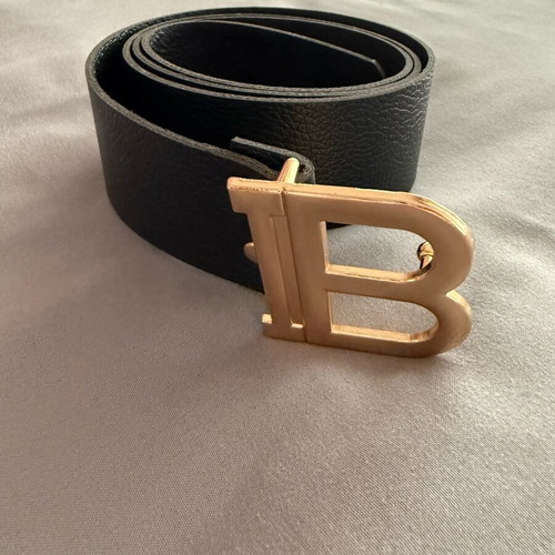 Belt black leatherette with gold buckle new, size 100cm