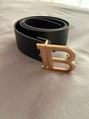 Belt black leatherette with gold buckle new, size 100cm