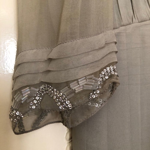 Vintage muslin dress with bead and rhinestone embroidery used