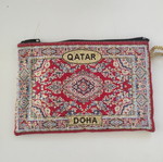 Canvas wallet from Doha Qatar, multicolor with gold accents