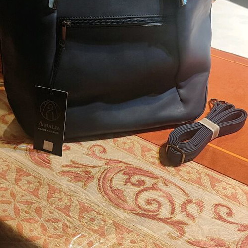 Blue dark shoulder-hand bag new, synthetic leather with shoulder strap