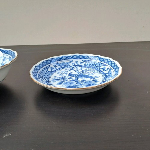 Vintage Japanese plate and bowl Meiji Period like new, blue and white porcelain