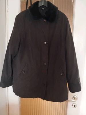 Micro Coat women's jacket 2XL off-black with faux-fur collar like new