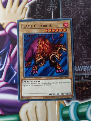 Flame Cerebrus Yu-Gi-Oh! card near mint condition